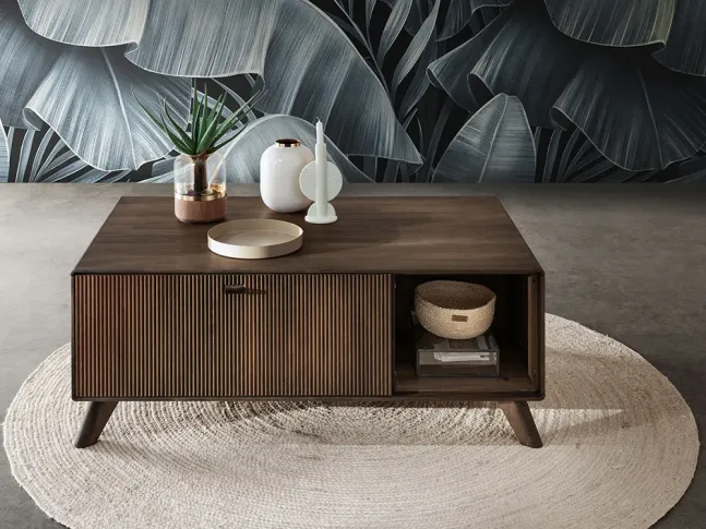 Стіл журнальний Groove II  кольору венге, матеріал - зрощений/цільний бук (загальний вигляд інтер'єр)