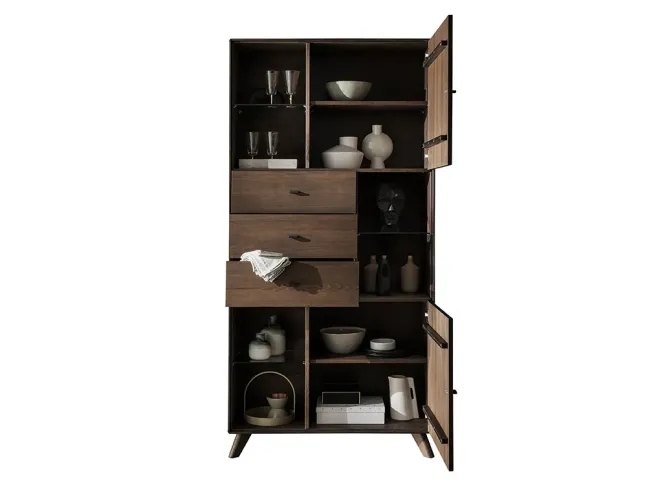 Вітрина Groove ІІ кольору венге, матеріал - бук зрощений\цільний (відкриті дверки)