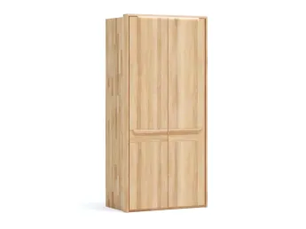 Шафа Глорія 2-дверна натурального кольору, матеріал зрощений/цільний бук, дверки дерево з паспарту і освітленням