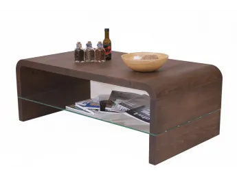 Стіл журнальний Ксенон темно-коричневого кольору, матеріал - цільний бук (загальний вигляд з декором).