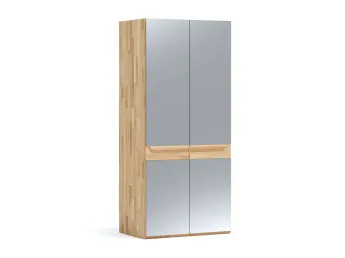 Шафа Глорія 2-дверна натурального кольору, матеріал зрощений/цільний бук, дверки дзеркало (загальний вигляд)