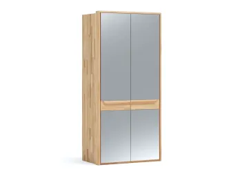Шафа Глорія 2-дверна натурального кольору, матеріал зрощений/цільний бук, дверки дзеркало з паспарту (загальний вигляд)