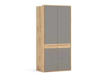 Шафа Глорія 2-дверна натурального кольору, матеріал зрощений/цільний бук, дверки матове скло сіре з паспарту (загальний вигляд)