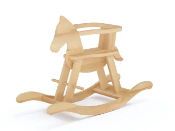 Купить Лошадка-качалка Эней натурального цвета, цельный бук, покрытие льняное масло (общий вид)