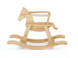 Лошадка-качалка Эней натурального цвета, цельный бук, покрытие льняное масло (вид сбоку)