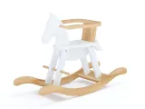 Лошадка-качалка Эней натурального\белого цвета, цельный бук, покрытие льняное масло (общий вид)