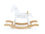 Лошадка-качалка Эней без защитной вставки натурального\белого цвета, цельный бук, покрытие льняное масло (вид сбоку)