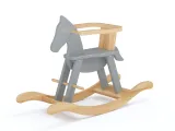 Лошадка-качалка Эней натурального\серого цвета, цельный бук, покрытие льняное масло (общий вид)