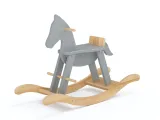 Лошадка-качалка Эней без защитной вставки натурального\серого цвета, цельный бук, покрытие льняное масло (общий вид)