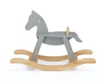Лошадка-качалка Эней без защитной вставки натурального\серого цвета, цельный бук, покрытие льняное масло (вид сбоку)