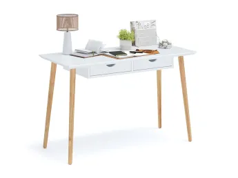 Стіл письмовий Верона кольору натуральний/білий, зрощений/цільний бук (загальний вигляд)