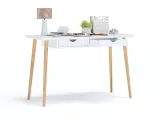 Стіл письмовий Верона кольору натуральний/білий, зрощений/цільний бук (відкрита шухляда)