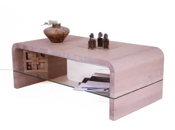 Стіл журнальний Ксенон білого кольору, матеріал - цільний бук (загальний вигляд з декором).