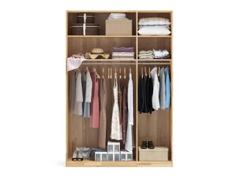 Купить Шкаф Глория 3-дверный натурального цвета, материал сращенный/цельный бук, дверки дерево (общий вид) 2