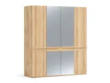 Шафа Глорія 4-дверна натурального кольору, матеріал зрощений/цільний бук, дві середні дверки дзеркало (загальний вигляд)