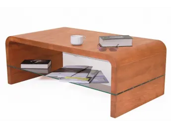 Стол журнальный Ксенон светло-коричневого цвета, материал - цельный бук (общий вид с декором).