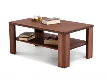 Стіл журнальний Беатріс світло-коричневого кольору, матеріал - цільний бук (загальний вигляд з декором). 2