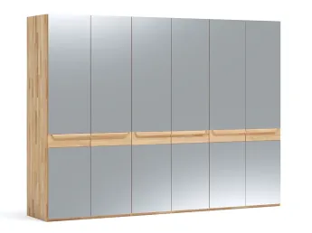 Шафа Глорія 6-дверна натурального кольору, матеріал зрощений/цільний бук, дверки дзеркало (загальний вигляд)