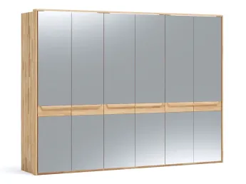 Шафа Глорія 6-дверна натурального кольору, матеріал зрощений/цільний бук, дверки дзеркало з паспарту та підсвіткою