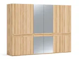 Шафа Глорія 6-дверна натурального кольору, матеріал зрощений/цільний бук, дві середні дверки дзеркало (загальний вигляд)