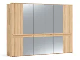 Шафа Глорія 6-дверна натурального кольору, матеріал зрощений/цільний бук, чотири середні дверки дзеркало з паспарту