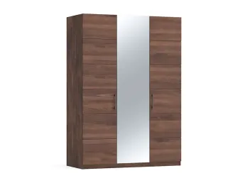 Шафа Кетрін Еко 3-дверна кольору горіх, матеріал зрощений/цільний бук, 1 дверка дзеркало (загальний вигляд)