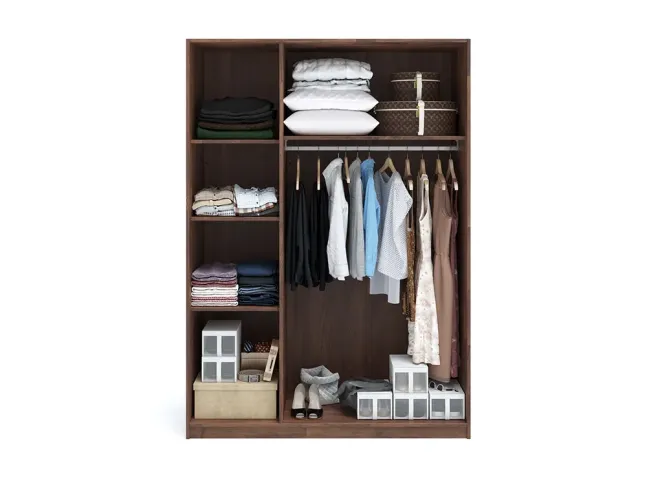 Шафа Кетрін Еко 3-дверна кольору горіх, матеріал зрощений/цільний бук (внутрішнє наповнення)