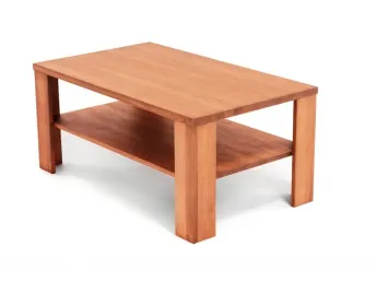 Стол журнальный Беатрис светло-коричневого цвета, материал - цельный бук (общий вид с декором). 2