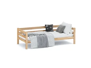 Купить Односпальную подростковую кровать Скай натурального цвета лак, материал - бук сращенный (общий вид декор)