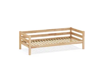 Купить Односпальную подростковую кровать Скай натурального цвета лак, материал - бук сращенный (общий вид декор) 2