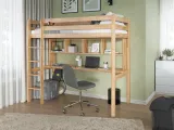 Підліткове ліжко Скай із захисною огорожею та підйомом на 2 поверх, стіл та полиці, натурального кольору (інтер'єр)