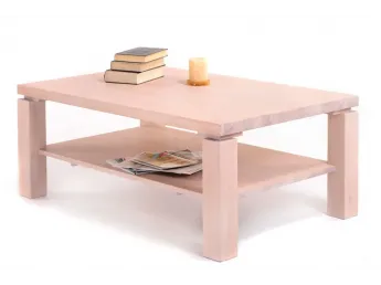 Стіл журнальний Леннокс білого кольору, матеріал - цільний бук (загальний вигляд з декором).