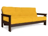 Диван-футон розкладний MEXICO кольору венге лак, матеріал - бук цільний, колір тканини - жовтий (загальний вигляд)