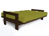 Диван-футон розкладний MEXICO кольору венге лак, матеріал - бук цільний, колір тканини - зелений (загальний вигляд)