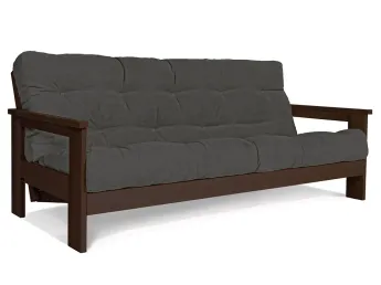 Диван-футон розкладний MEXICO кольору венге лак, матеріал - бук цільний, колір тканини - попільний (загальний вигляд)