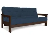 Диван-футон розкладний MEXICO кольору венге лак, матеріал - бук цільний, колір тканини - синій (загальний вигляд)