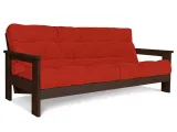 Диван-футон розкладний MEXICO кольору венге лак, матеріал - бук цільний, колір тканини - червоний (загальний вигляд)