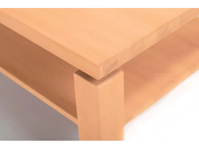 Стіл журнальний Леннокс натурального кольору, матеріал - цільний бук (вигляд кута зверху).