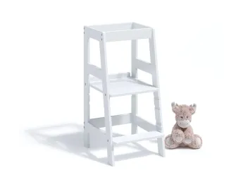 Купити Стільчик-помічник Вежа білого кольору, матеріал зрощений бук (загальний вигляд)