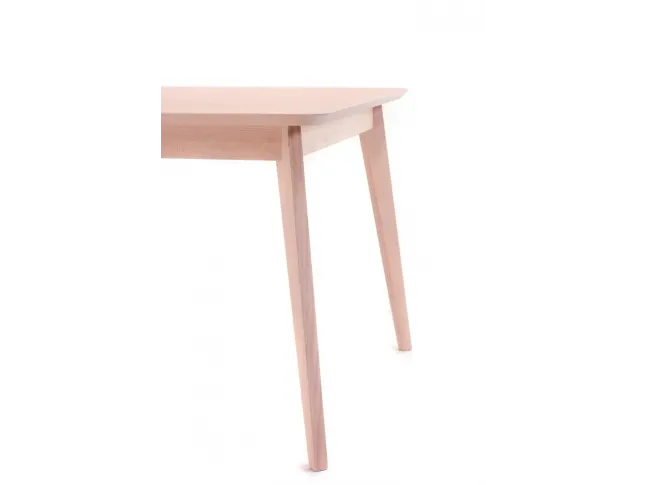 Стіл Каллісто білого кольору, матеріал - зрощений бук (вигляд збоку).