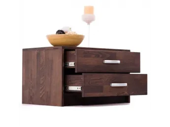 Тумбочка Лучана темно-коричневого цвета, материал - срощенный бук (в открытом виде)