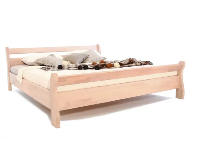 Кровать Миледа коричневого цвета, материал - бук цельный (общий вид)