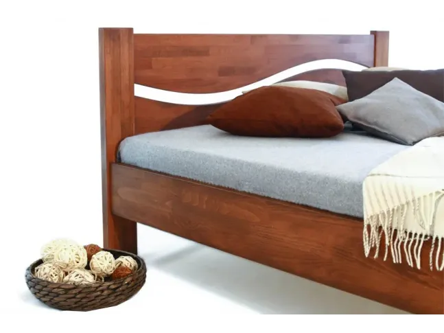 Ліжко Венеція світло-коричневого кольору, матеріал - зрощений бук (вигляд збоку)