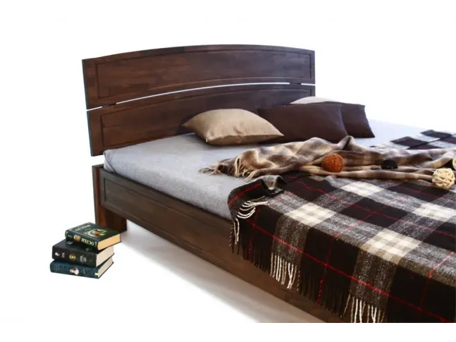 Ліжко Жасмін коричневого кольору, матеріал - зрощений бук (вигляд збоку).