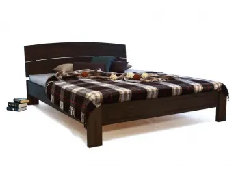 Ліжко Жасмін темно-коричневого кольору, матеріал - зрощений бук (загальний вигляд).