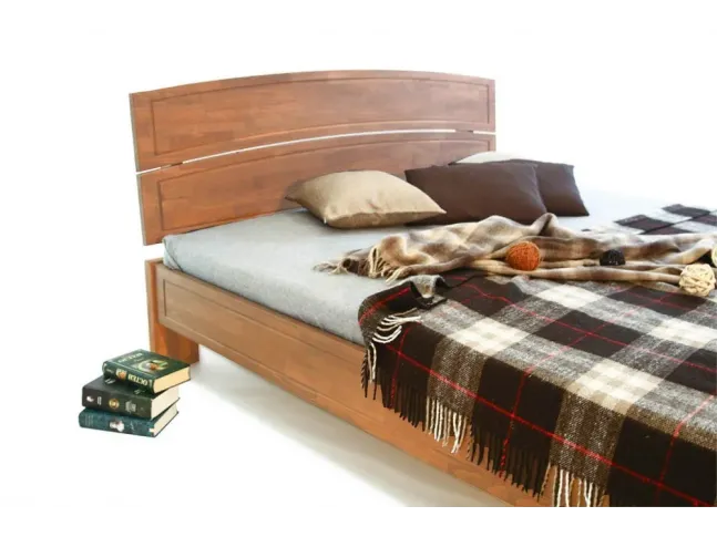 Кровать Жасмин светло-коричневого цвета, материал - срощенный бук (вид сбоку)