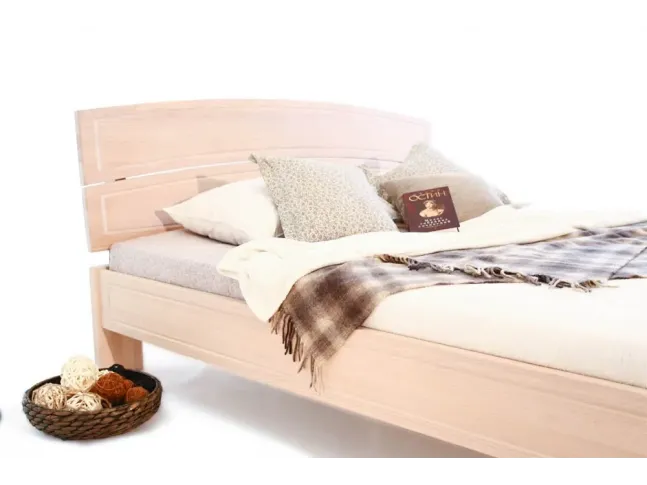 Кровать Жасмин белого цвета, материал - цельный бук (вид сбоку)