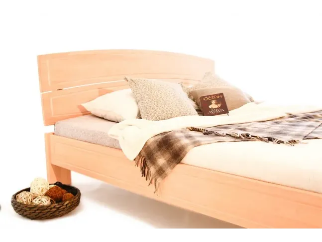 Ліжко Жасмін натурального кольору, матеріал - цільний бук (вигляд збоку).