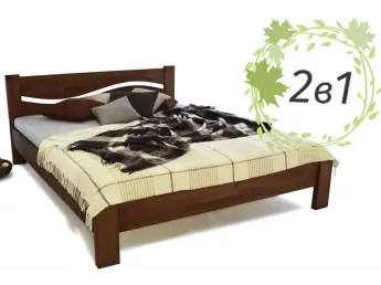 Двуспальне дерев'яне ліжко Венеція та ортопедичний матрац Care Cloud (2 в 1)