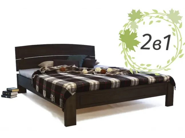 Двуспальне дерев'яне ліжко Жасмін та ортопедичний матрац Comfort Cloud